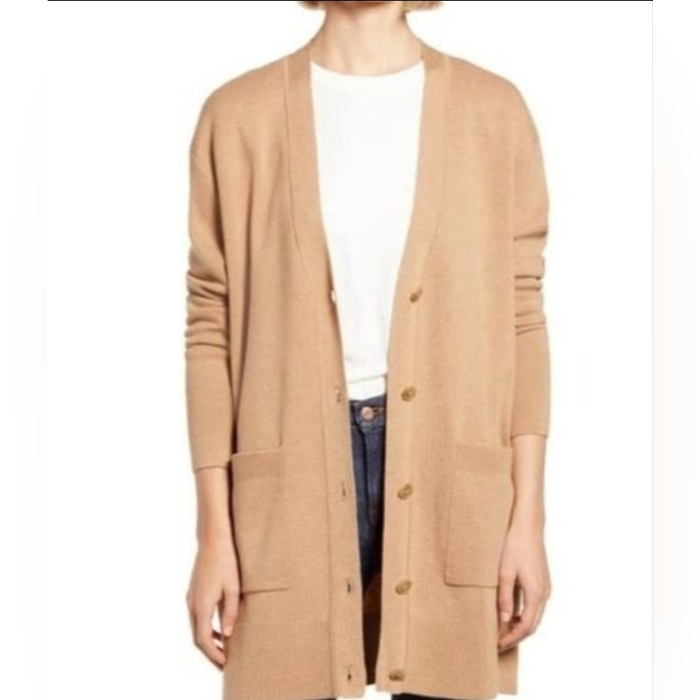 Nwt New J.CREW Long Cardigan Heather Khaki Medium Sweater